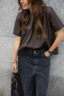 BLUZKA ECO-LEATHER BROWN 