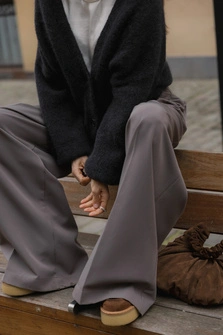 SPODNIE SMOKY TAUPE WIDE LEG