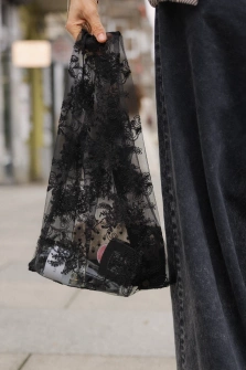 TORBA KORONKOWA CZARNA LACE TOTE