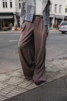 SPODNIE TAUPE WIDE LEG