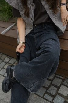 JEANSY VINTAGE BLACK SZEROKIE NOGAWKI