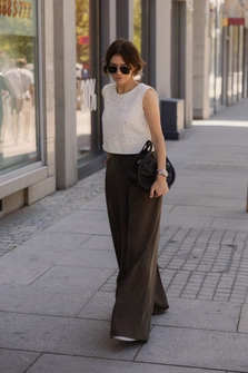 SPODNIE WIDE LEG KHAKI