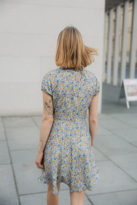 SUKIENKA FLORAL BLUE DRESS