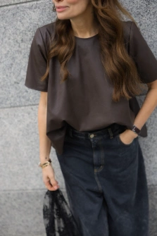 BLUZKA ECO-LEATHER BROWN 