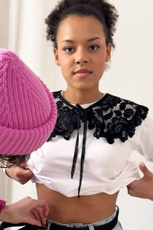 KOŁNIERZYK KORONKOWY CZARNY