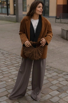 SPODNIE SMOKY TAUPE WIDE LEG