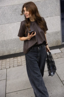 BLUZKA ECO-LEATHER BROWN 