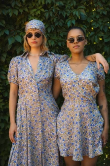 SUKIENKA FLORAL BLUE DRESS MAXI