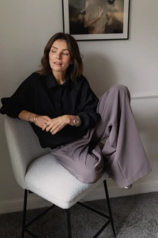 SPODNIE SMOKY TAUPE WIDE LEG