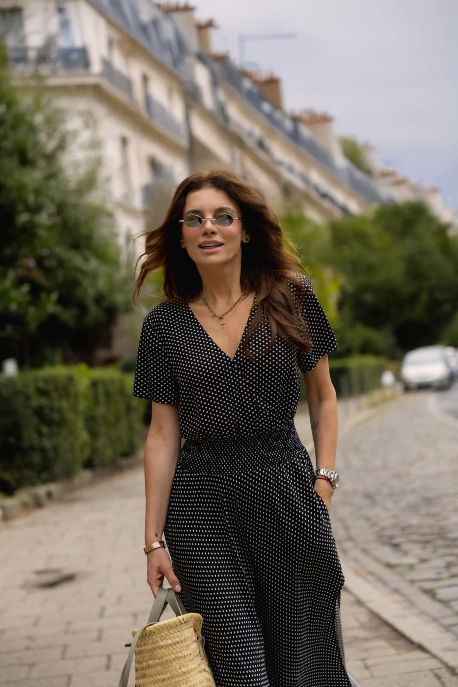 SUKIENKA VERONA MINI DOTS - MAXI DRESS BLACK