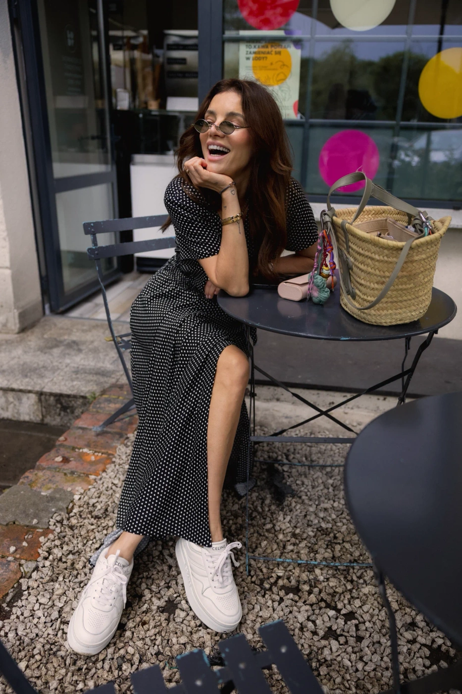 SUKIENKA VERONA MINI DOTS - MAXI DRESS BLACK