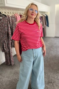 T-SHIRT PINK & RED STRIPED MBM