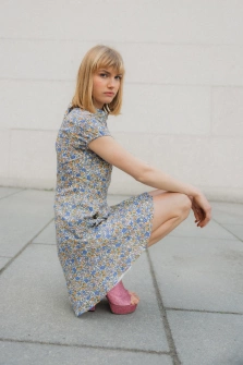 SUKIENKA FLORAL BLUE DRESS