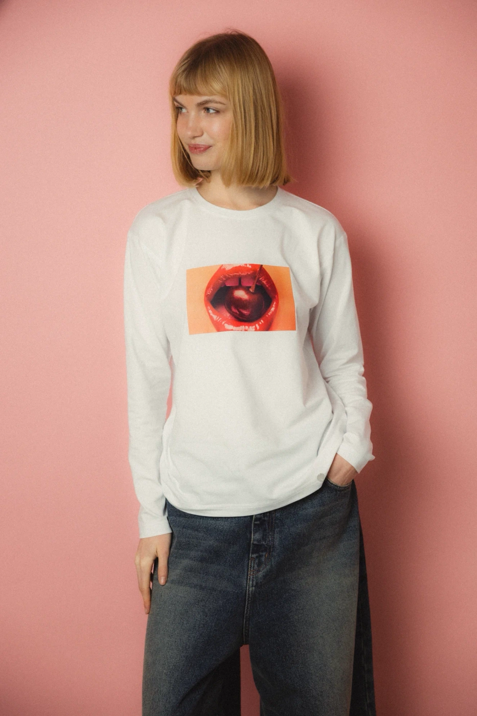 LONGSLEEVE REDLIPS WHITE