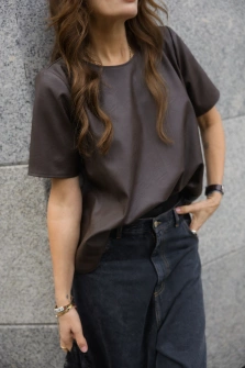 BLUZKA ECO-LEATHER BROWN 