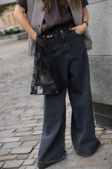 JEANSY VINTAGE BLACK SZEROKIE NOGAWKI