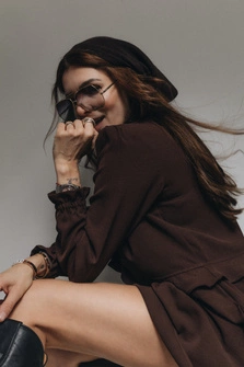 SUKIENKA MAXI CZEKOLADOWY BRĄZ