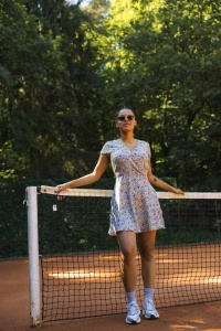 SUKIENKA FLORAL BLUE DRESS
