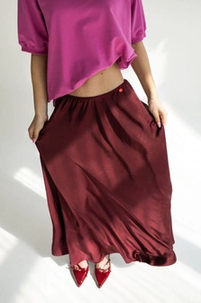 SPÓDNICA BURGUNDY SKIRT RED WINE