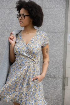 SUKIENKA FLORAL BLUE DRESS