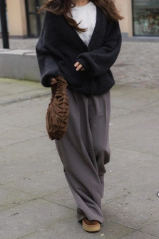 SPODNIE SMOKY TAUPE WIDE LEG