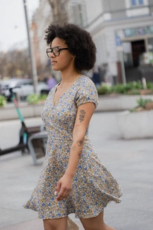 SUKIENKA FLORAL BLUE DRESS