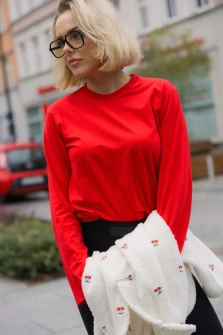 LONGSLEEVE RED COTTON SZEROKIE RĘKAWY