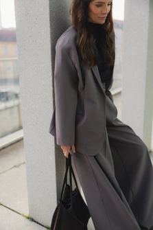 SPODNIE SMOKY TAUPE WIDE LEG