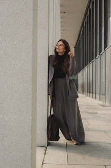 SPODNIE SMOKY TAUPE WIDE LEG
