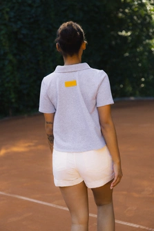 CROPPED POLO MELANGE SZARY