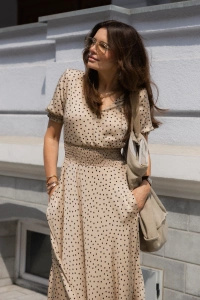 SUKIENKA DOTTY BEIGE MAXI