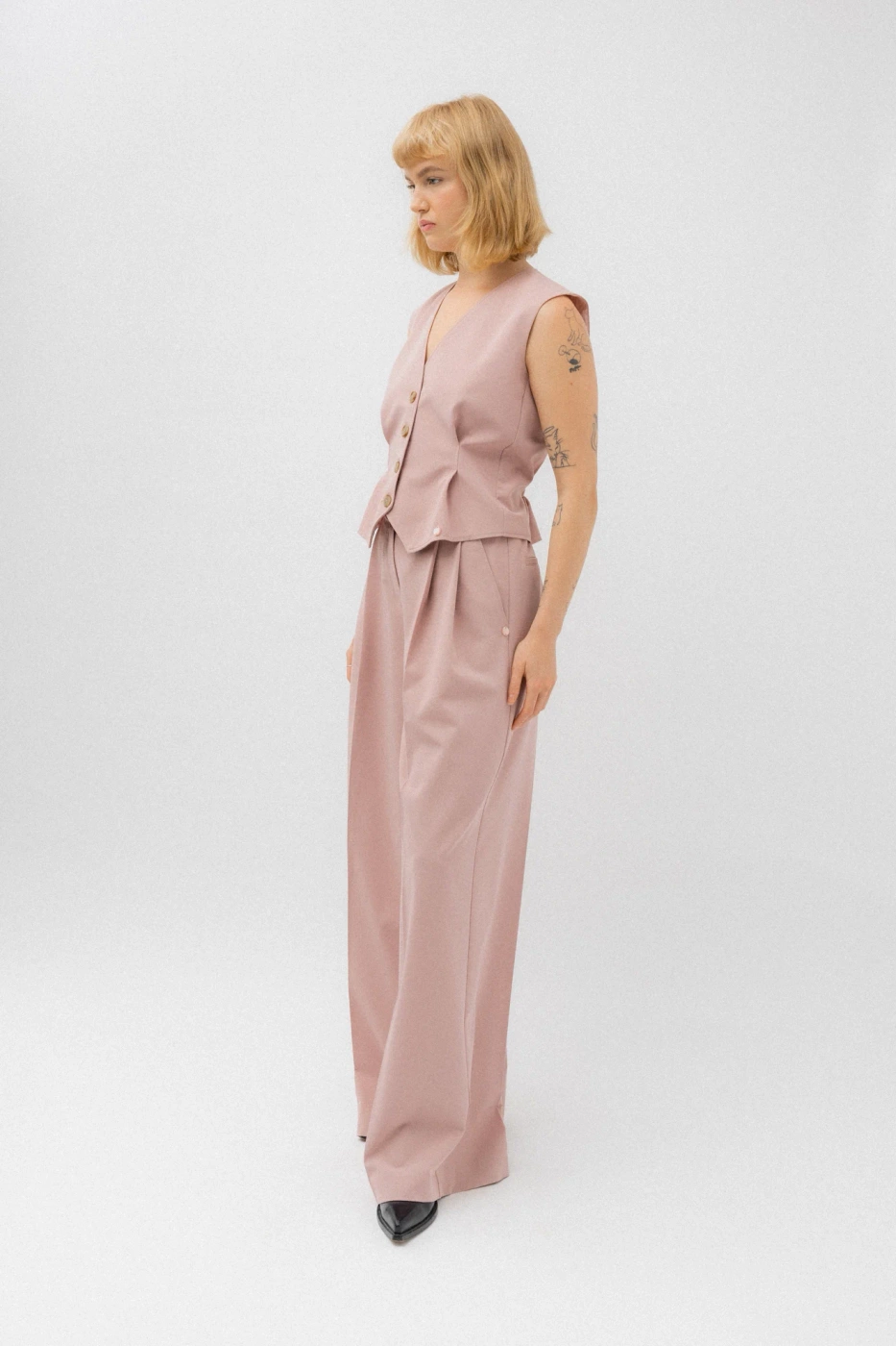 SPODNIE DUSTY PINK WIDE LEG