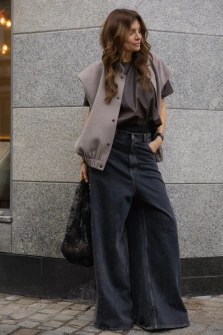 JEANSY VINTAGE BLACK SZEROKIE NOGAWKI