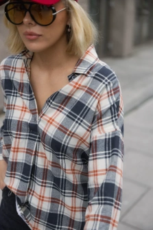 KOSZULA FLANELOWA NAVY & ORANGE