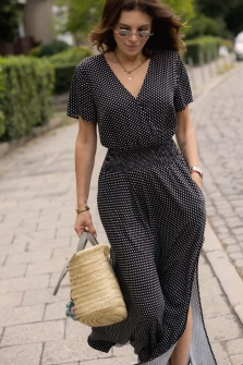 SUKIENKA VERONA MINI DOTS - MAXI DRESS BLACK