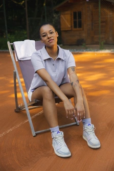 CROPPED POLO MELANGE SZARY