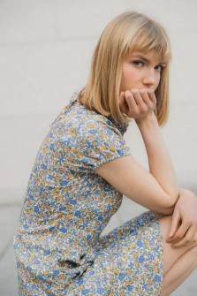 SUKIENKA FLORAL BLUE DRESS