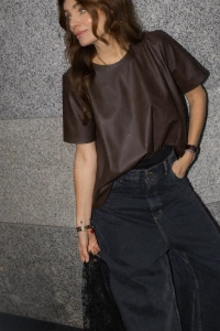 BLUZKA ECO-LEATHER BROWN