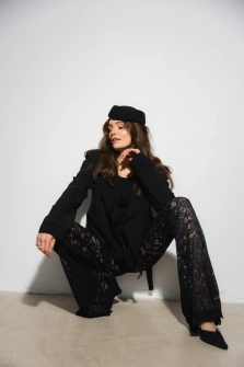 SPODNIE BLACK FLARED PANTS