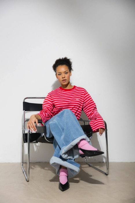 LONGSLEEVE PINK & RED STRIPED MBM