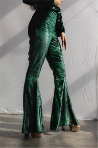 SPODNIE VELVET FLARED GREEN