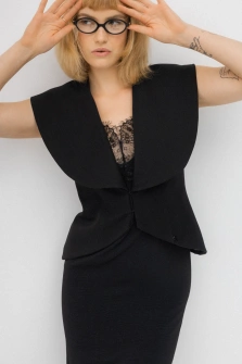 KAMIZELKA STATEMENT BLAZER VEST BLACK