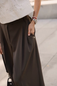 SPODNIE WIDE LEG KHAKI