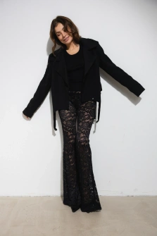 SPODNIE BLACK FLARED PANTS