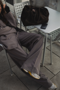 SPODNIE SMOKY TAUPE WIDE LEG