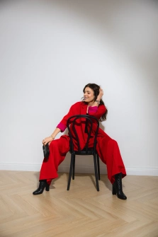 SPODNIE SCARLET RED WIDE LEG