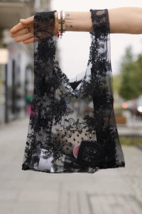 TORBA KORONKOWA CZARNA LACE TOTE