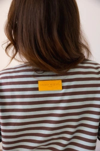 T-SHIRT BROWN & BLUE STRIPED