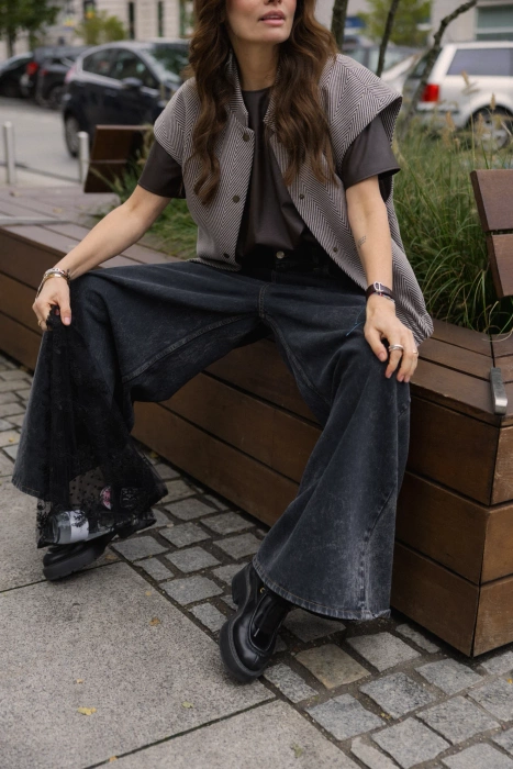 JEANSY VINTAGE BLACK SZEROKIE NOGAWKI