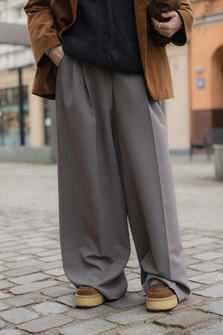 SPODNIE SMOKY TAUPE WIDE LEG